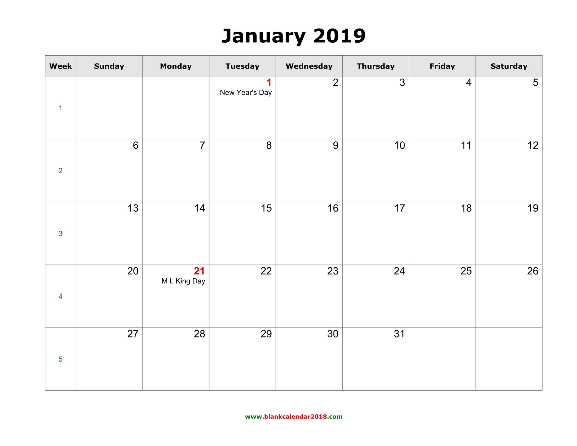 Blank Calendar Pages 2019 Printable Citiesfasr